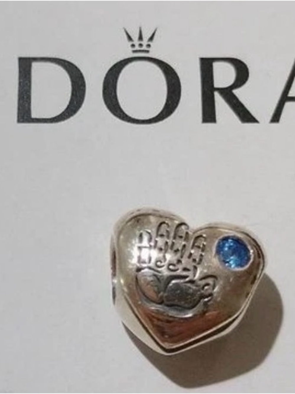 Pandora Retired It’s A Boy Hand Print Blue CZ stone Authentic